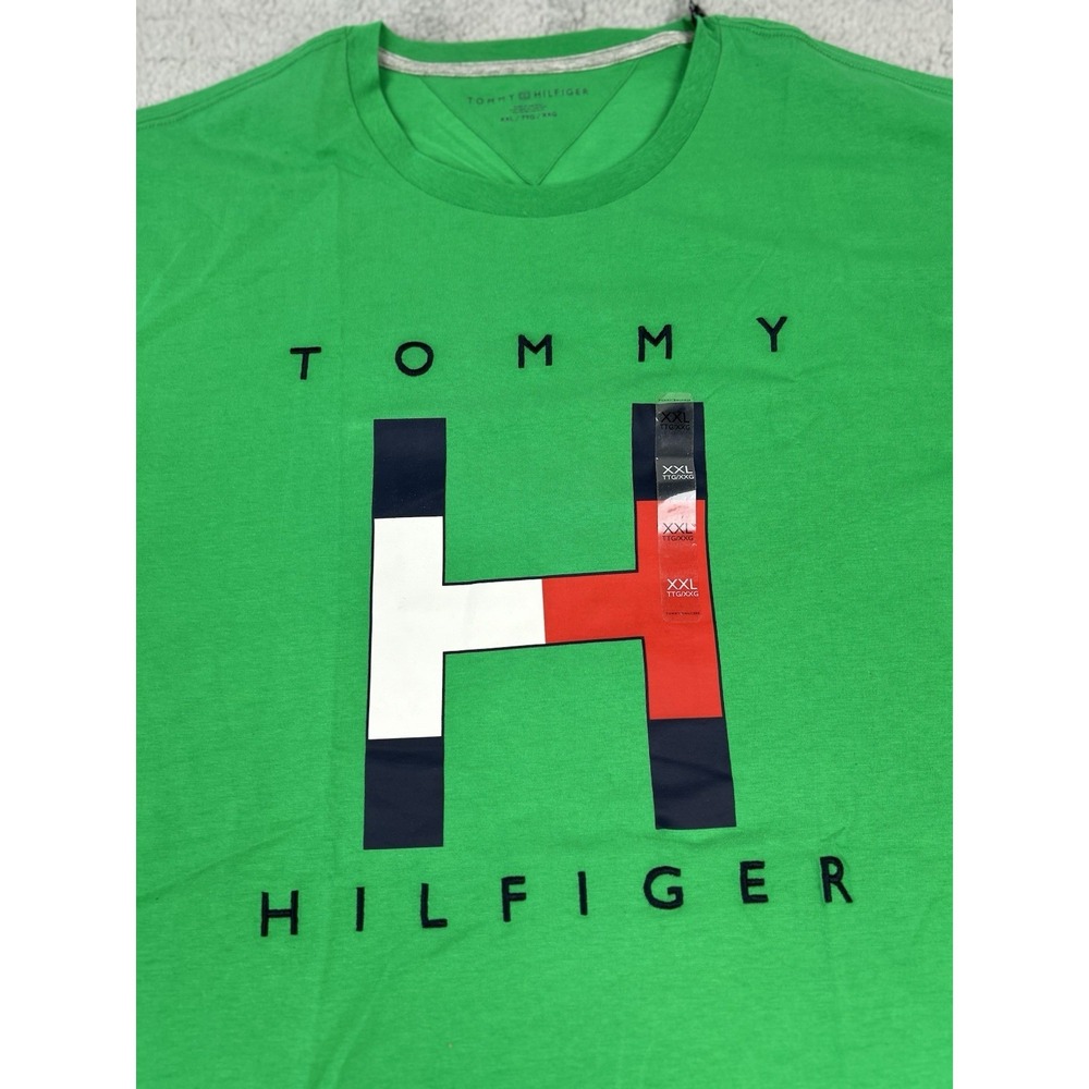Tommy Hilfiger Logo Tshirt Mens Size XXL Green Red White Short Sleeve NWT - Picture 2 of 7